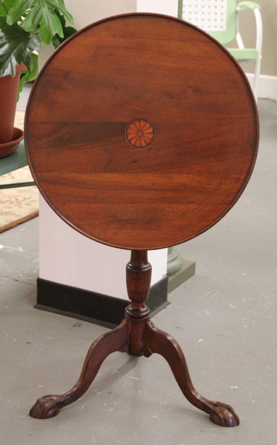 Antique Tilt-Top Table with Inlay and Claw Feet