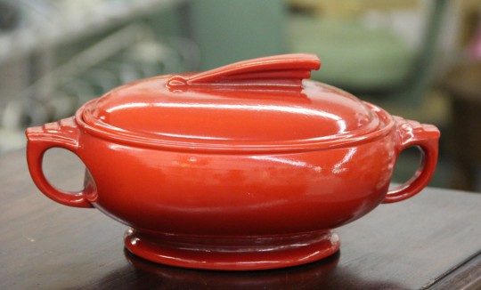 Vintage Hall Chinese Red Sundial Covered Casserole