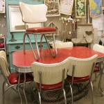 Vintage Chrome Table with Leaf and Six Chairs
