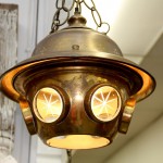 Brass "Diver's Helmet" Swag Lamp