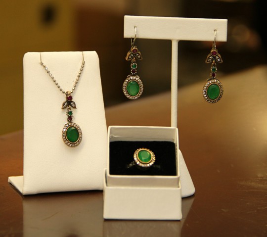 Emerald and Diamond Jewelry Necklace, Earringsand Ring (SOLD)