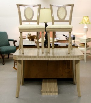 Retro Table with Leaf and Two Chairs