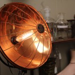 Westinghouse Copper Reflector Heat Lamp with Vintage Tripod