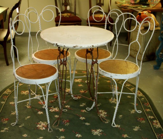 Antique Ice Cream Table and Four Chairs