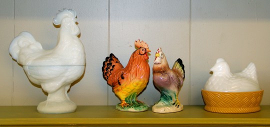 Glass Roosters & Hens