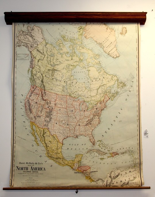 1890s Rand McNally Schoolhouse Wall Map of North America