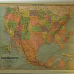 Large Framed Vintage Map of the US