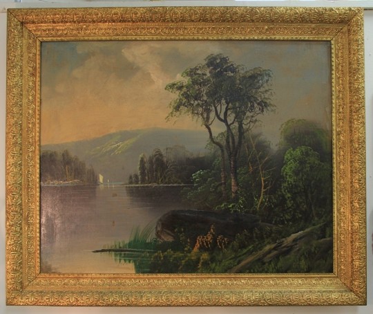 Large Victorian Oil on Canvas Landscape Painting