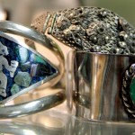 Sterling and Turquoise Bracelet, Czech Bracelet & Silver Cuff with Green Stone Signed "Cole Sterling"