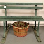 Vintage Garden Bench with Old Green Paint