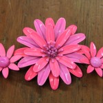 Pink Enamel Flower Pin $15; Pair of Clip-on Earrings