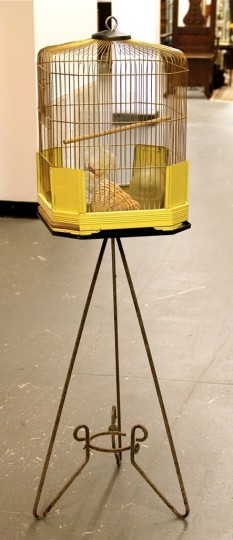 Vintage Bird Cage (with accessories!) on Iron Stand