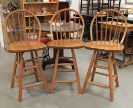 FOUND in ITHACA » Vintage Oak Swivel Bar Stools (SOLD)