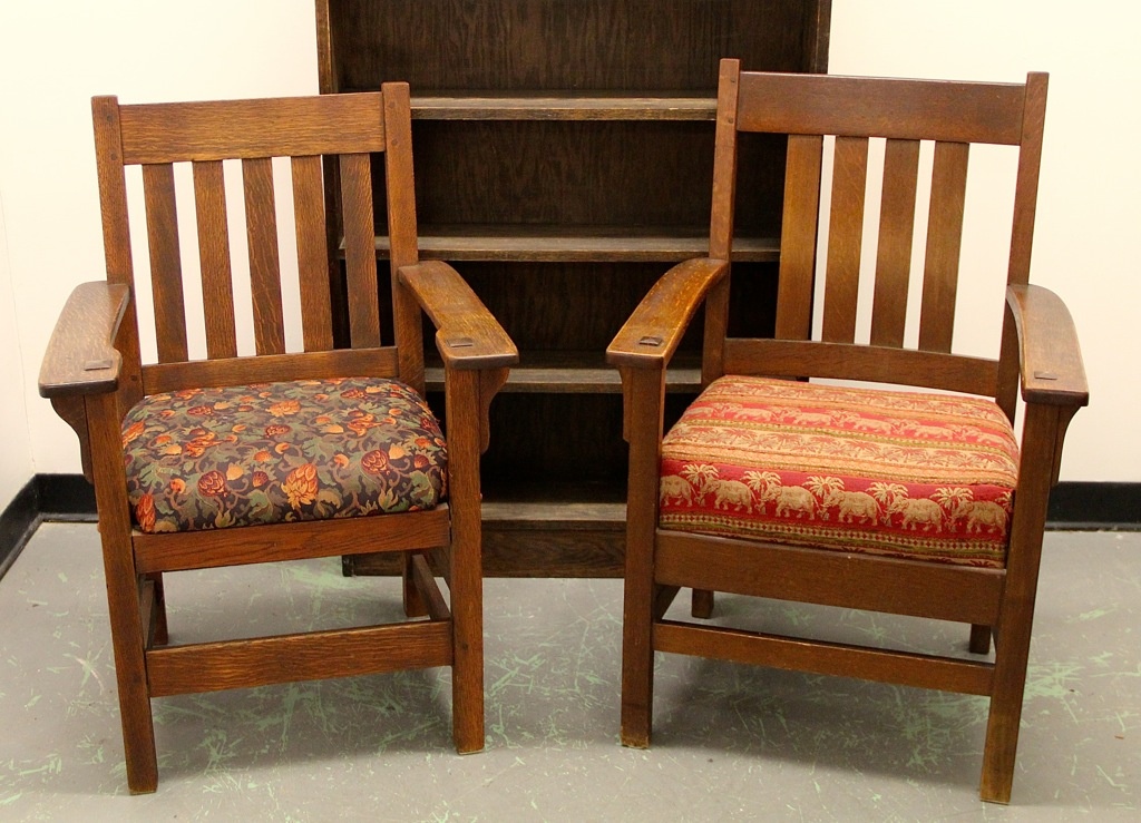 Antique Mission Oak Leather Bottom Dining Room Chairs