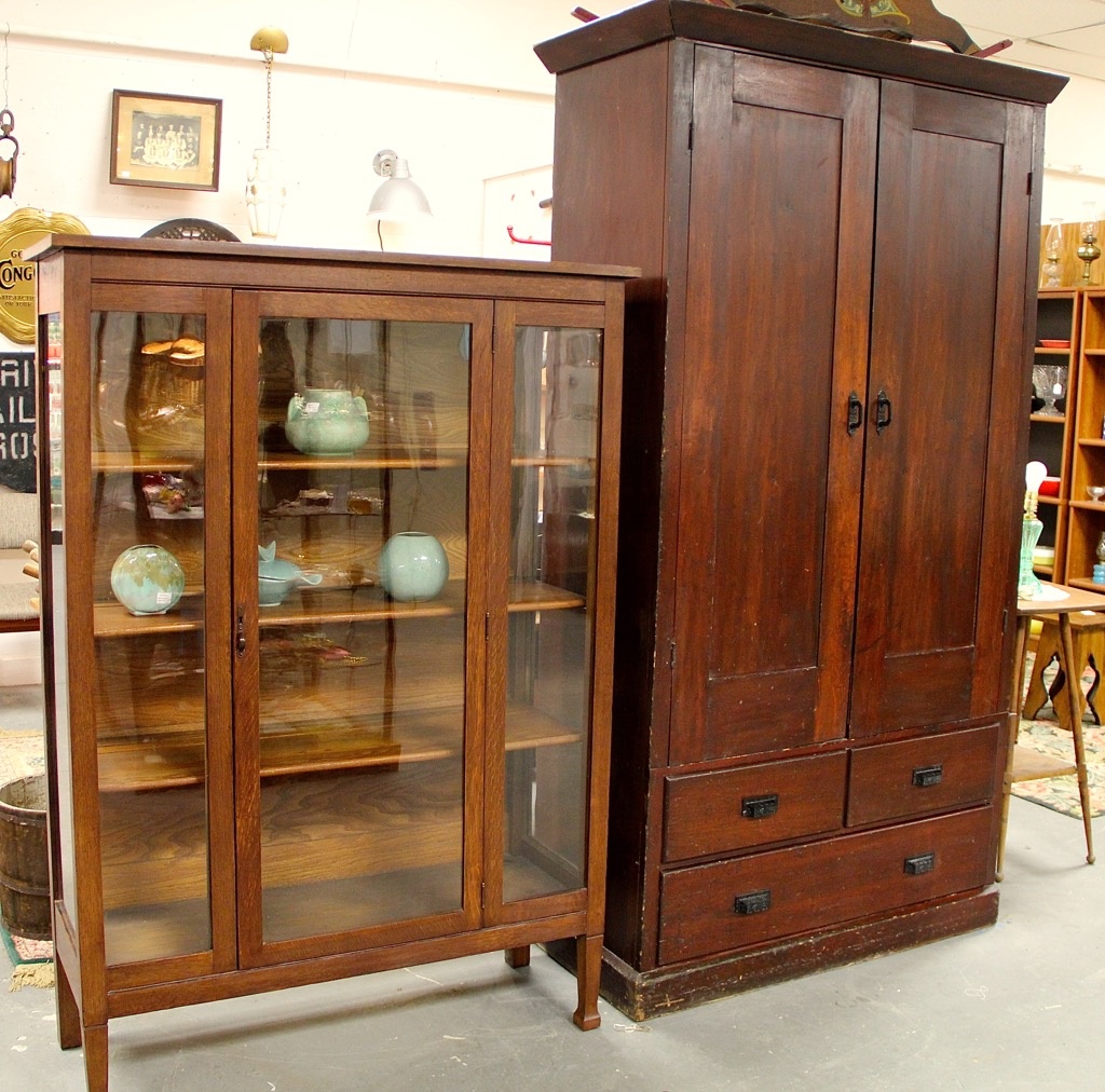 FOUND in ITHACA » Antique Oak China Cabinet with Old Glass (SOLD