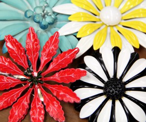Fun Vintage Enamel Flower Pins
