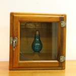 Small 1930's Medical Cabinet with Glass Shelves and Blue Glass Kitchen Shaker