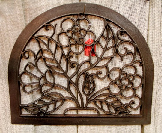 Cast Grate Half Moon with Flowers