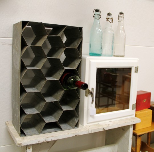 Galvanized Steel Wine Rack & Small White Medical Cabinet