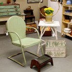 Spring Green Spring Chair and White Wicker Table