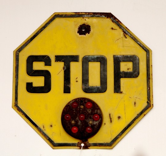 Antique STOP Sign with Red Marble Reflectors