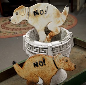 Pair of Cast Iron Kitschy Lawn Protectors (SOLD)