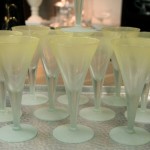 Eleven Yellow and Blue Frosted Martini Glasses