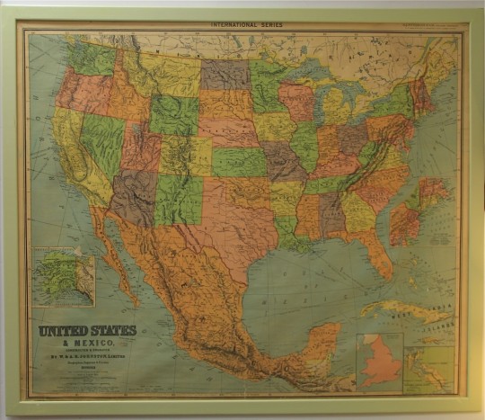 Large Framed Vintage Map of the US