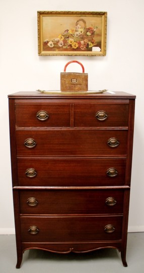 Pretty Mahogany Five-Drawer Highboy Dresser (SOLD)