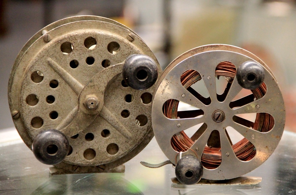 FOUND in ITHACA » Large Antique Fishing Reel (left) & Meisselbach Reel