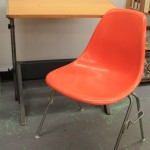 Vintage Mayline Drafting Table (SOLD) & Orange Mid-Century Herman Miller Shell Chair