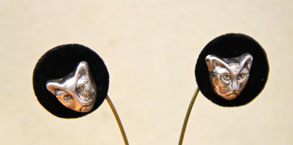 FOUND in ITHACA » Grumpy Sterling Cat Earrings