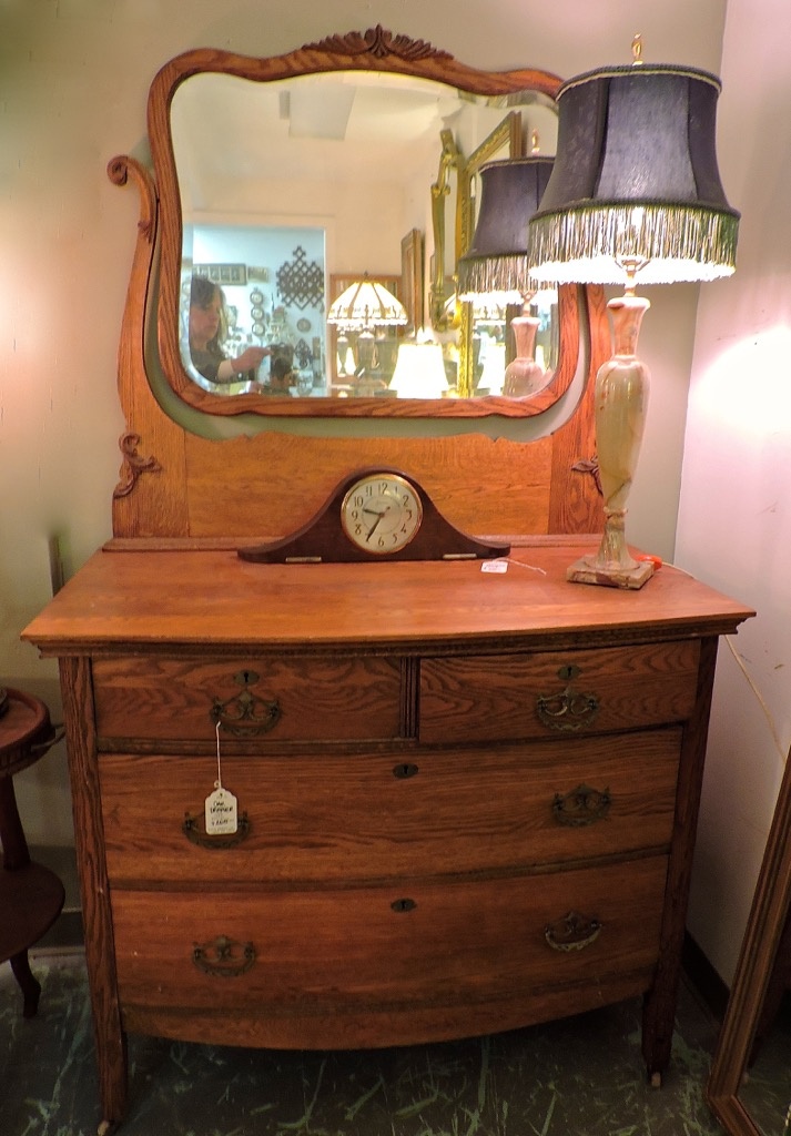 Found In Ithaca Antique Oak Dresser, Antique Oak Dresser And Mirror